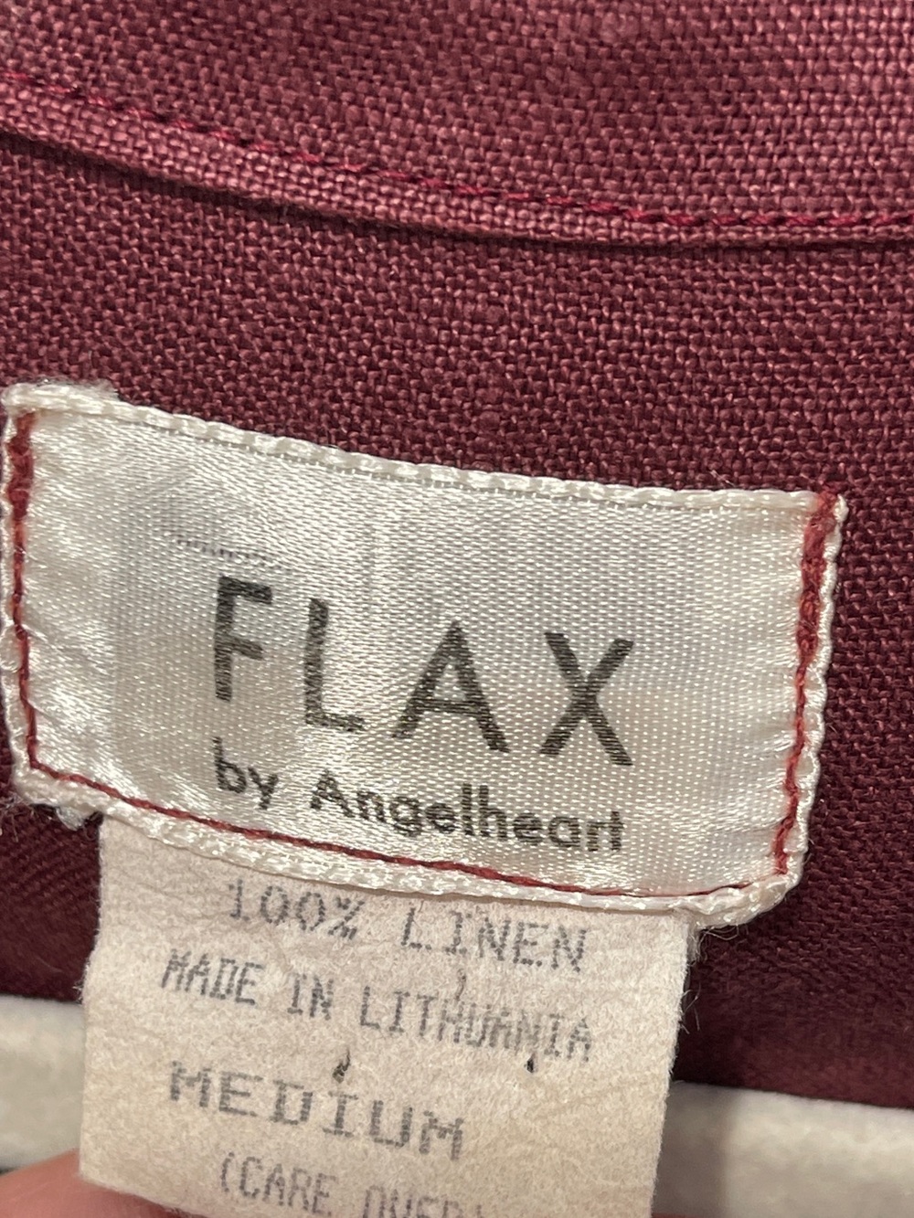 Flax Burgundy Maroon Button Front Top 100% Linen Oversized Medium Lagenlook Art - Picture 3 of 6